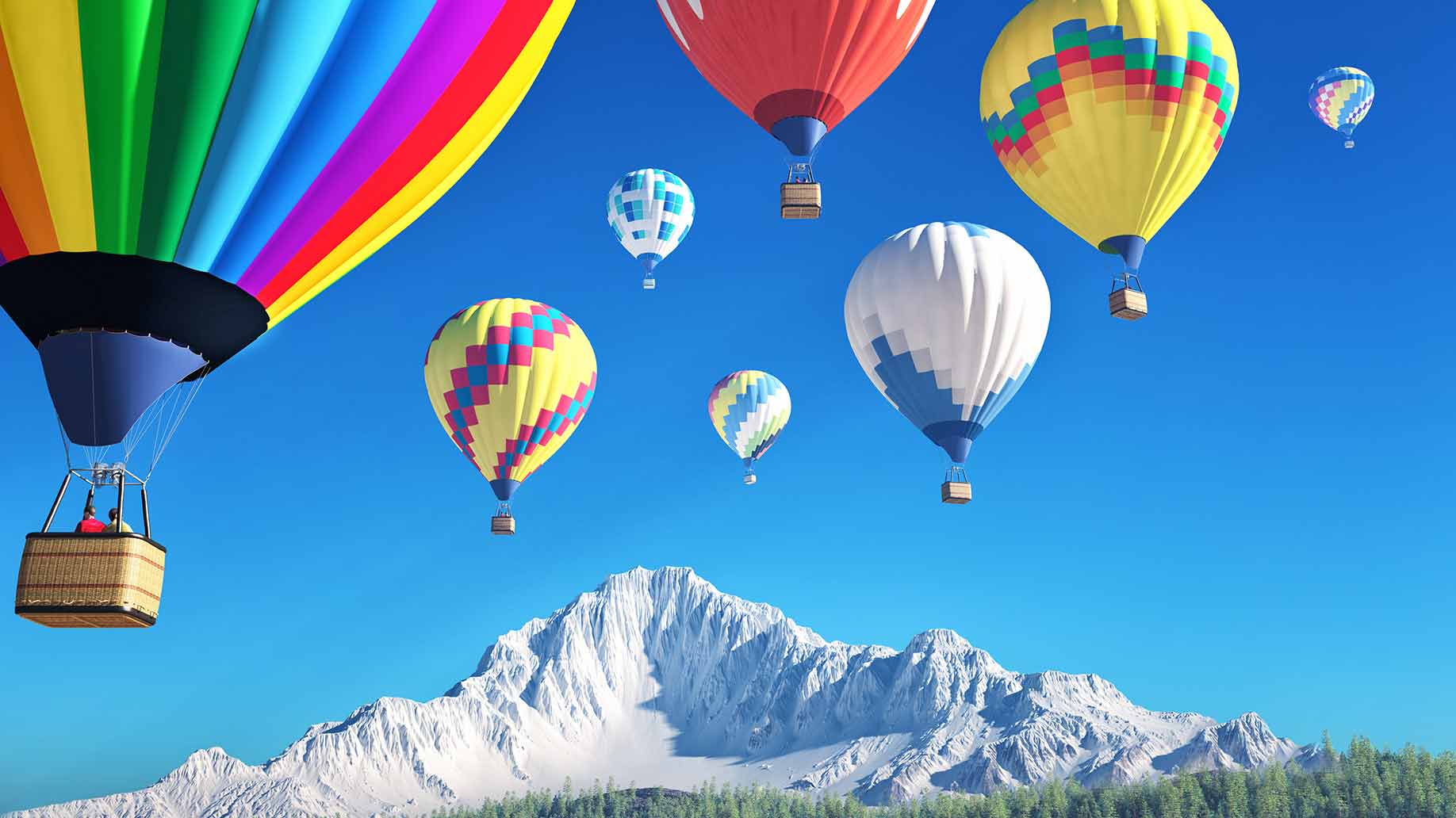 hot air balloon ride in the mountains